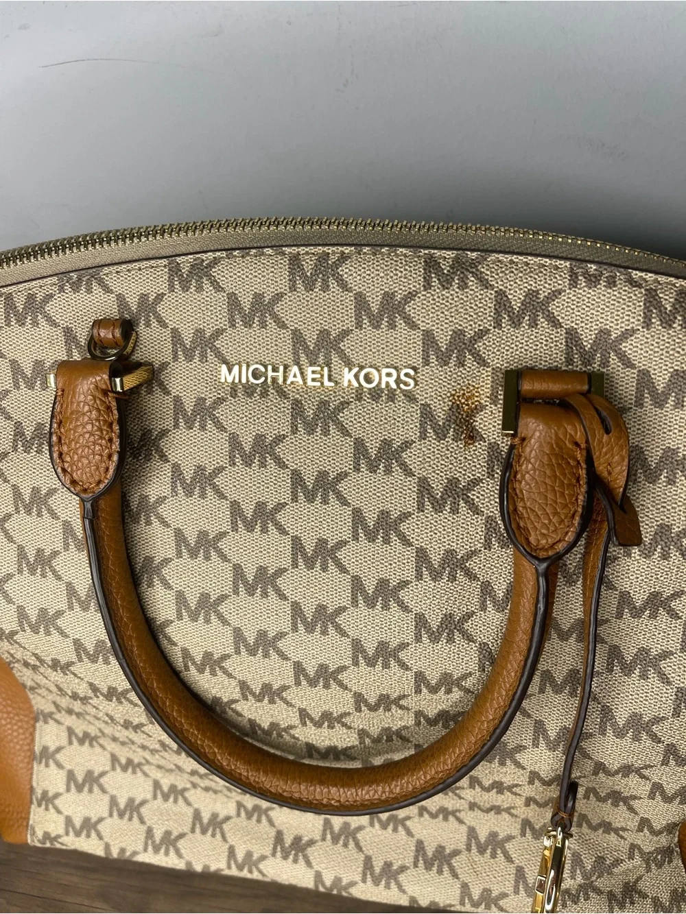 Michael Kors Nolita Brown Logo Satchel Handbag purse